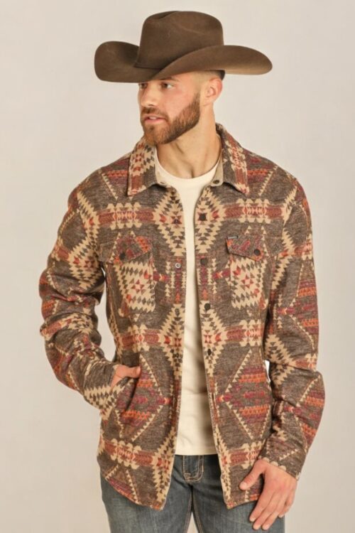 Rock & Roll Aztec Jacquard Shirt Jacket