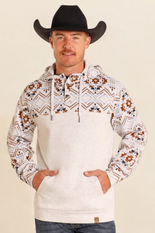 Rock & Roll Heather Aztec Print Hoodie