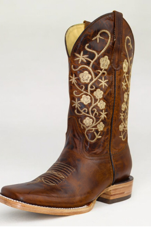 Ebana Floral Embroidered Square Toe Boots