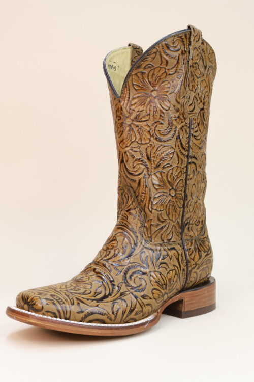 Floral Hand Tooled Square Toe Boots