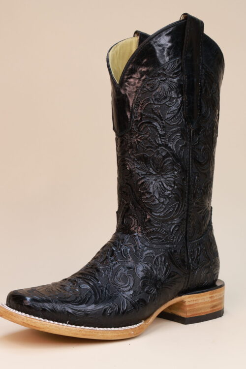 Floral Hand Tooled Square Toe Boots