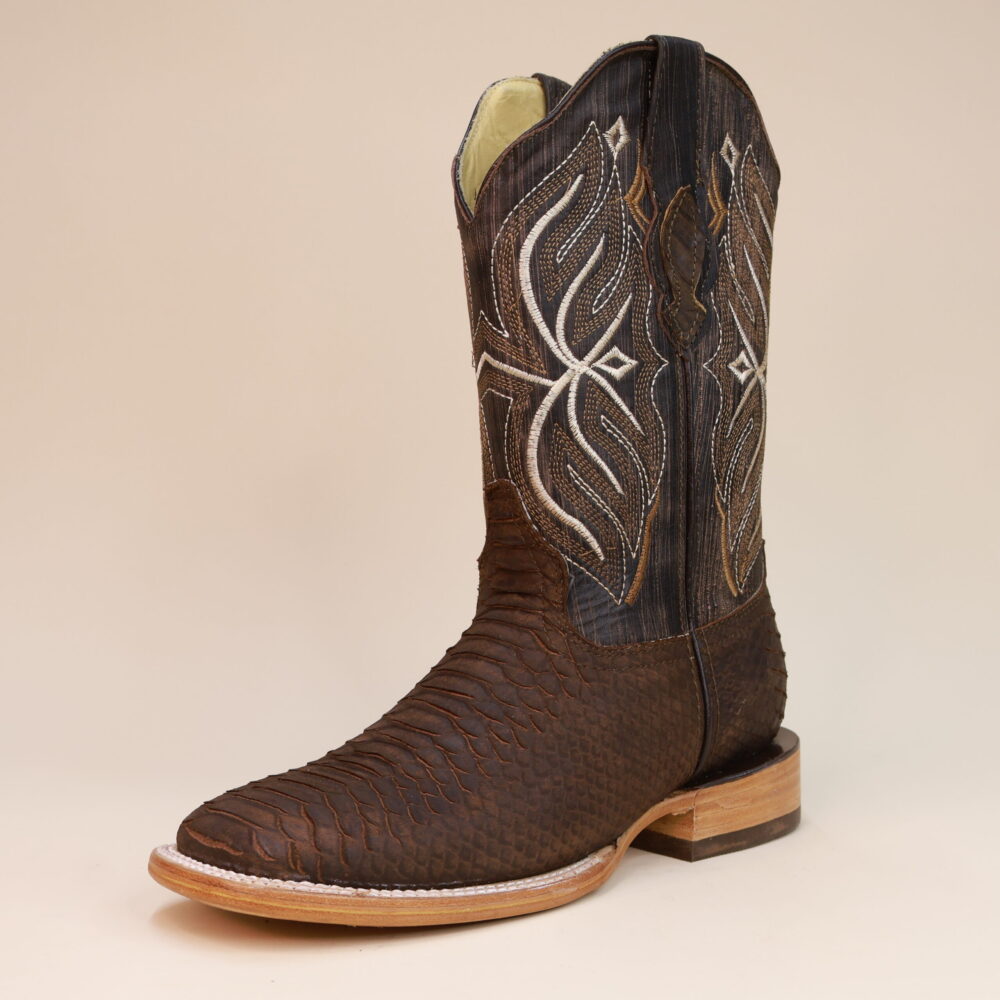 Python Nobuck Square Toe Boots Brown