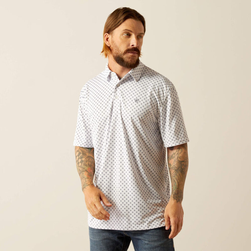 All Over Print Polo White Geo