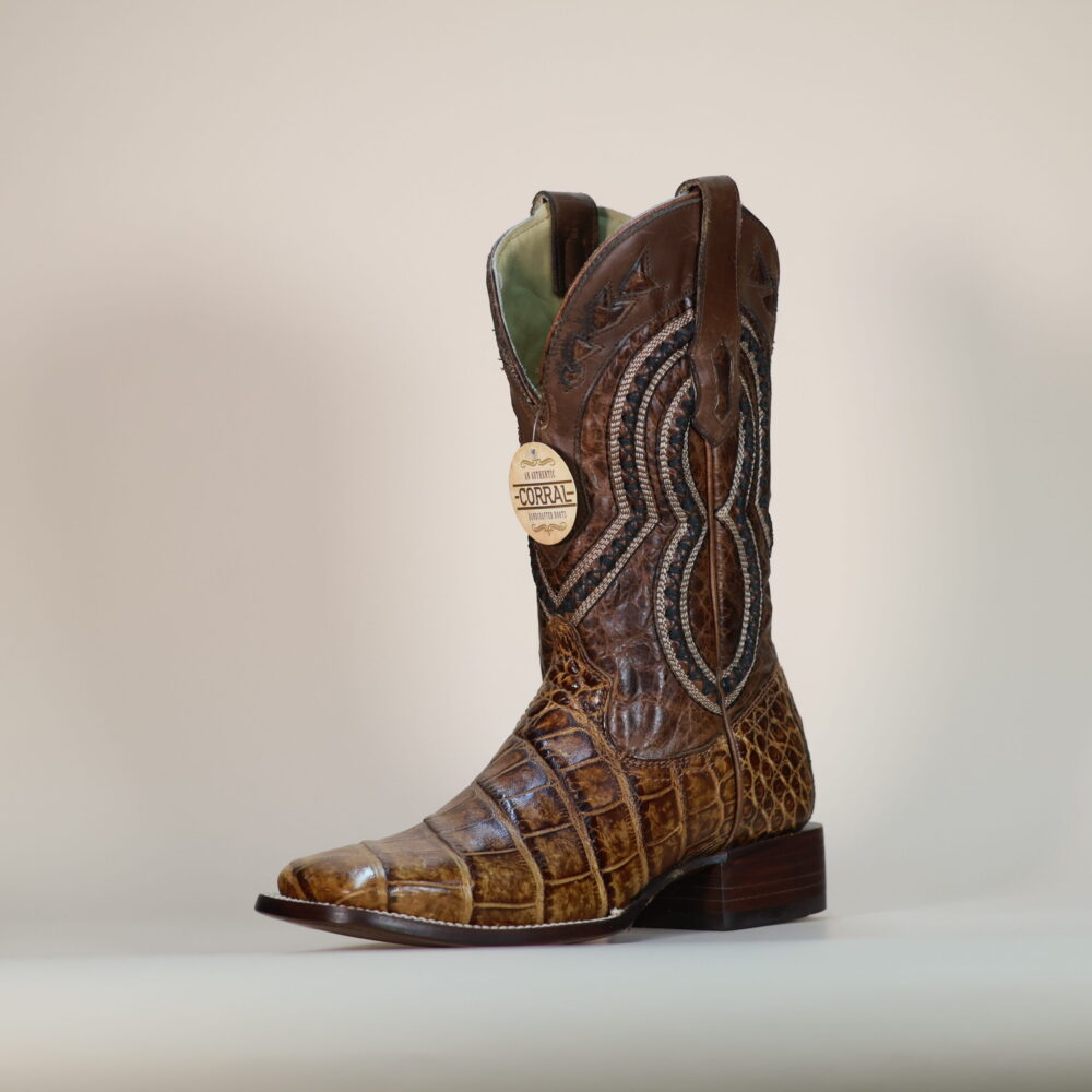 Corral Men’s Brown Alligator Wide Square Toe Western Boots